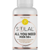 A white bottle labelled SOLAL All You Need Men 20-50, a men’s multivitamin for ages 20-50, contains 90 capsules. The label highlights it as a comprehensive nutraceutical from SOLAL.