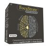 FocusTrate 60 Capsules—box displays a stylised brain graphic split yellow (memory) and grey (mental performance). Text highlights support for cognitive health and brain function. Contains 60 capsules.