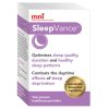A white and purple box of MNI SleepVance Tablets 60, with a crescent moon icon. Text highlights benefits like improving sleep quality and fighting sleep deprivation. A gold badge states: Scientifically Researched Ingredients.