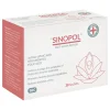 Sinopol box with 30 sachets, featuring benefits for Polycystic Ovarian Syndrome like healthy glucose metabolism and reduced oxidative stress. The packaging displays a red lotus design.