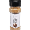 A clear spice jar with a black lid, labelled Origin Braai Spice, contains a unique blend of flavourful light brown seasoning. The label showcases assorted spices to highlight its special Braai Spice mix inside.